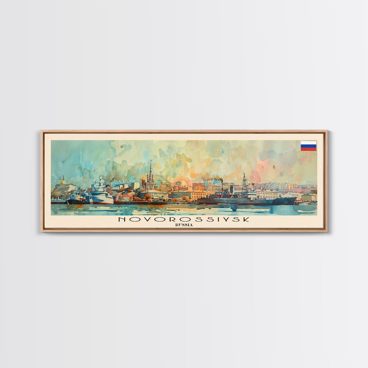 Novorossiysk Russia Wall Art, Panoramic Travel Poster, Panoramic Framed Canvas Print, City Wall Art, Wall Hanging Home Decor, Travel Art