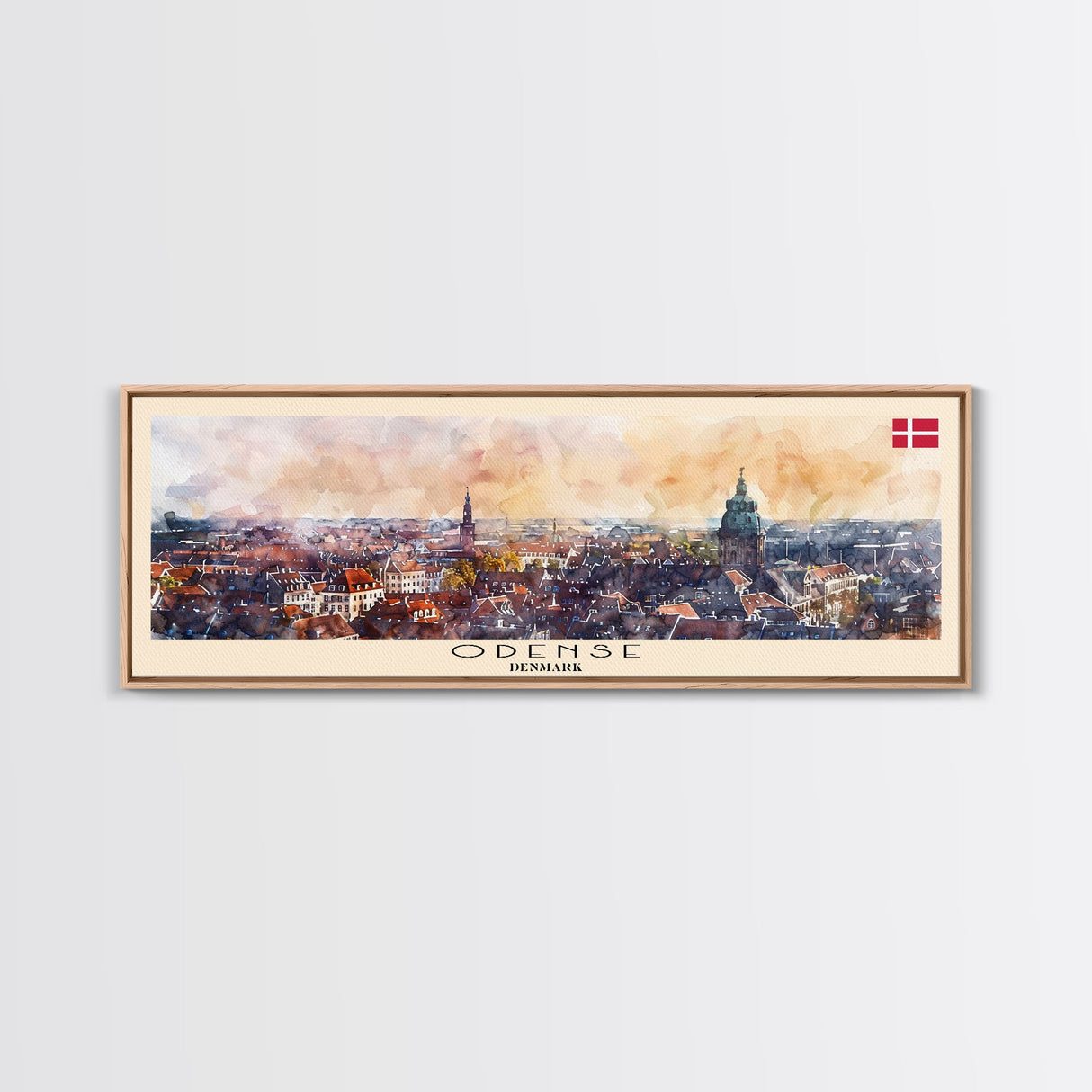 Odense Denmark Wall Art, Panoramic Travel Poster, Panoramic Framed Canvas Print, City Wall Art, Wall Hanging Home Decor, Travel Art