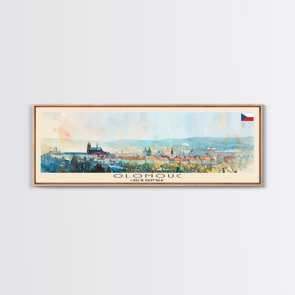 Olomouc Czech Republic Travel Art, City Art, Framed Canvas Print or Metal Wall Art, Europe Travel Poster, Panoramic Wall Art, Extra Wide Wall Art