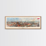 Olsztyn Poland Panoramic Travel Poster, Framed Canvas Print or Metal Wall Art, Travel Art, Home Decor, Panoramic Painting, Midcentury Art