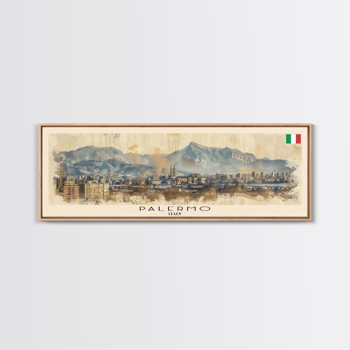 Palermo Italy Travel Print Wall Art, Panoramic City Art, Travel Art, Wall Decor, Vacation Gift, Framed Canvas Print Or Metal Art