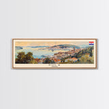 Pula Croatia Panoramic Travel Poster, Framed Canvas Print or Metal Wall Art, Travel Art, Home Decor, Panoramic Painting, Midcentury Art