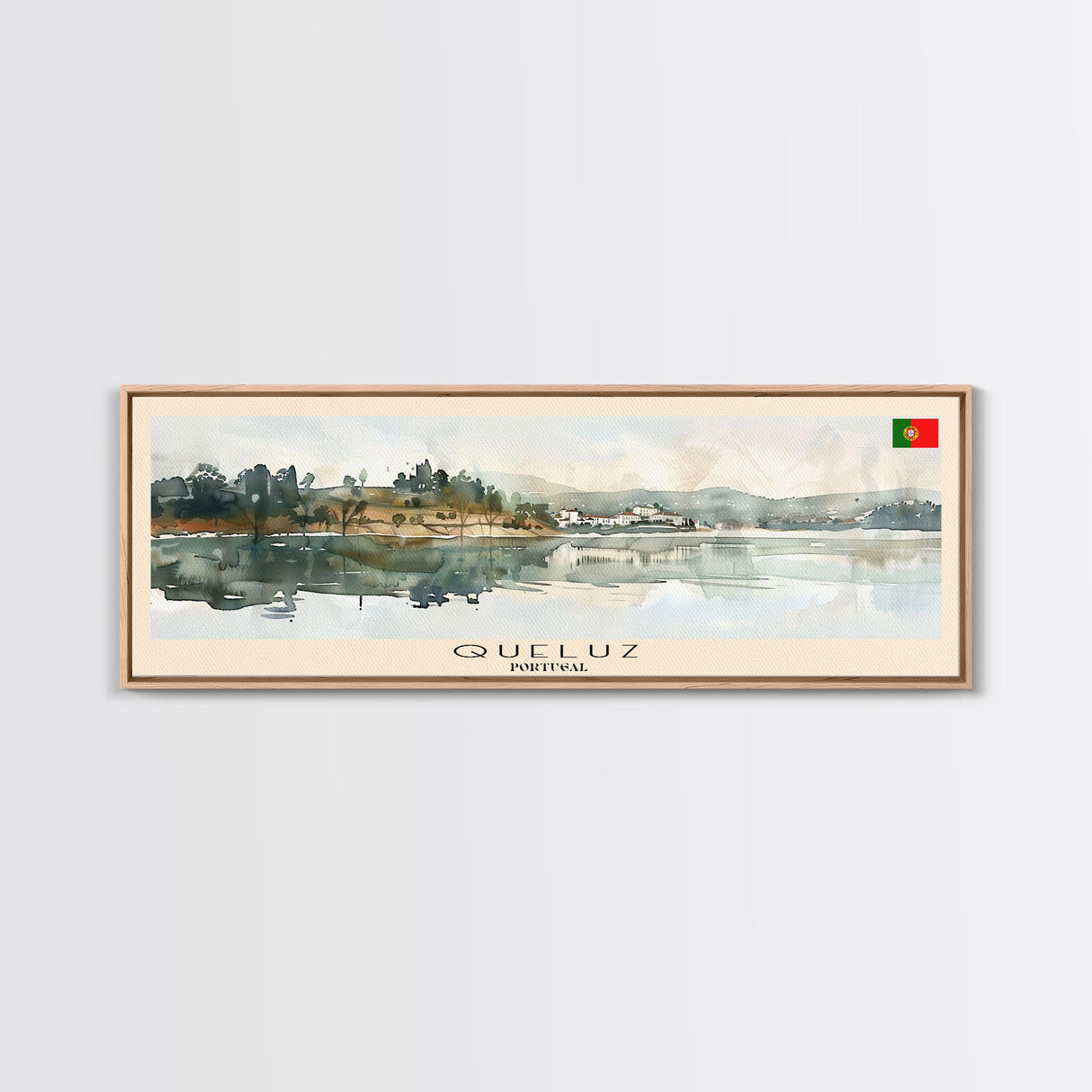 Queluz Portugal Wall Art, Panoramic Travel Poster, Panoramic Framed Canvas Print, City Wall Art, Wall Hanging Home Decor, Travel Art