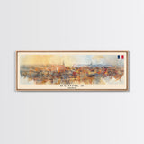 Rennes France Panoramic Travel Poster, Framed Canvas Print or Metal Wall Art, Travel Art, Home Decor, Panoramic Painting, Midcentury Art