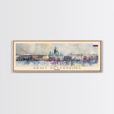 Saint Petersburg Russia Wall Art, Panoramic Travel Poster, Panoramic Framed Canvas Print, City Wall Art, Wall Hanging Home Decor, Travel Art