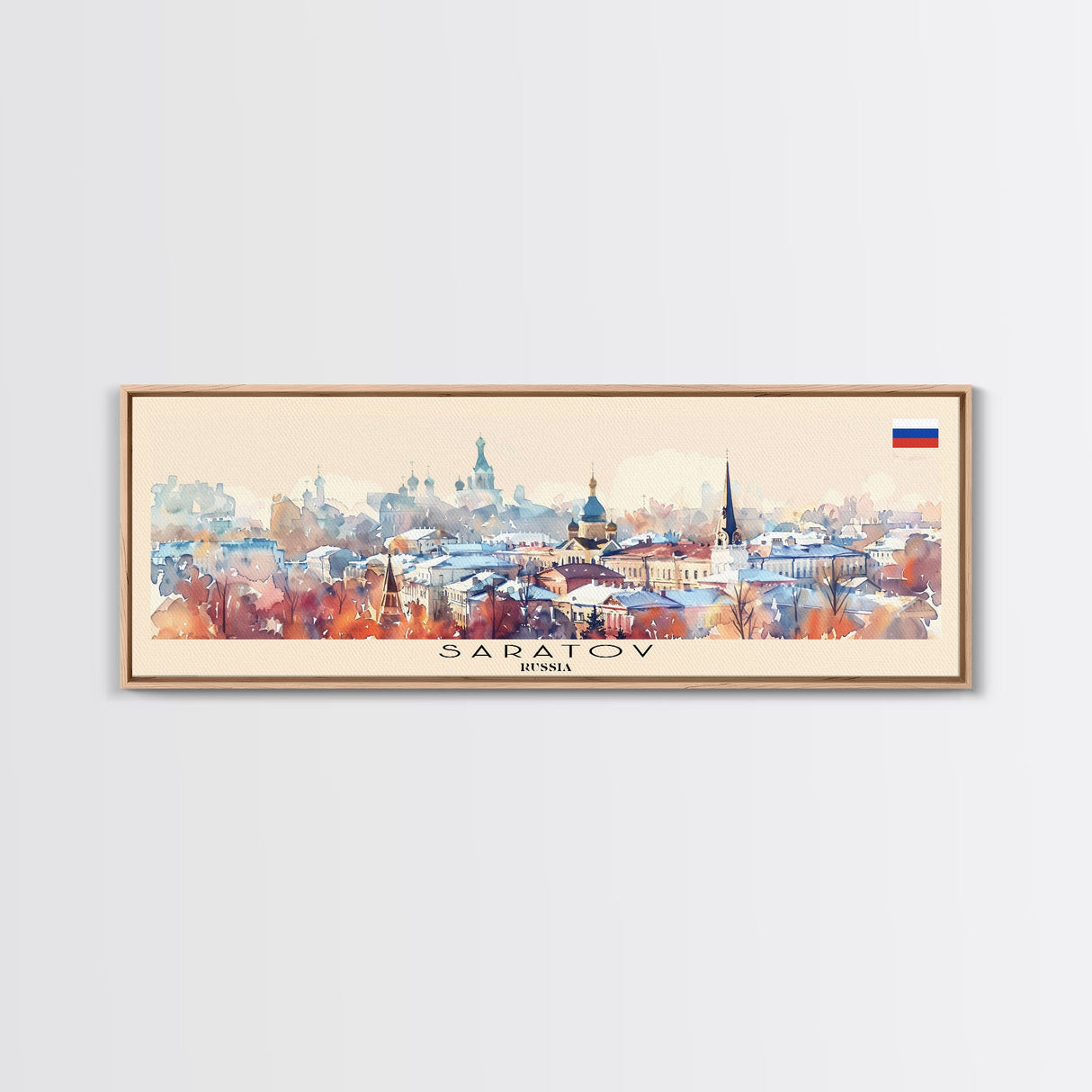 Saratov Russia Wall Art, Panoramic Travel Poster, Panoramic Framed Canvas Print, City Wall Art, Wall Hanging Home Decor, Travel Art