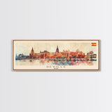 Seville Spain Panoramic Travel Poster, Framed Canvas Print or Metal Wall Art, Travel Art, Home Decor, Panoramic Painting, Midcentury Art