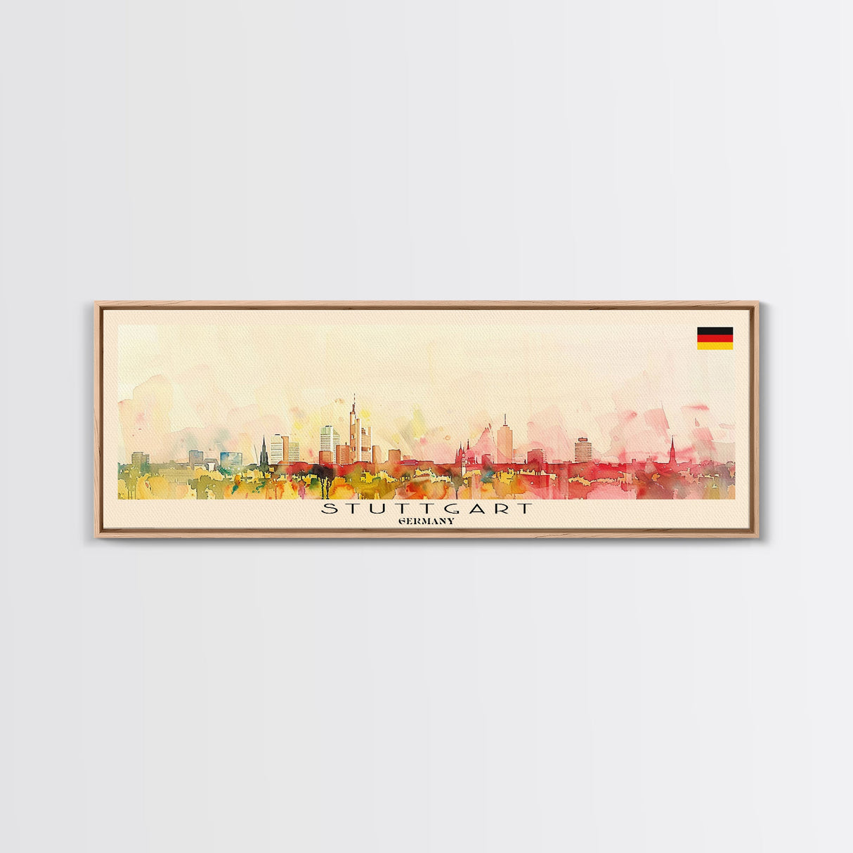 Stuttgart Germany Wall Art, Panoramic Travel Poster, Panoramic Framed Canvas Print, City Wall Art, Wall Hanging Home Decor, Travel Art