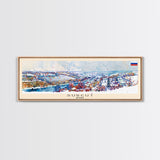 Surgut Russia Panoramic Travel Poster, Framed Canvas Print or Metal Wall Art, Travel Art, Home Decor, Panoramic Painting, Midcentury Art