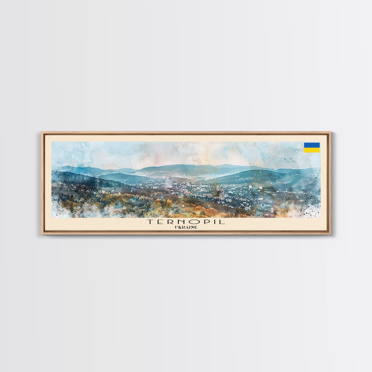 Ternopil Ukraine Panoramic Travel Poster, Framed Canvas Print or Metal Wall Art, Travel Art, Home Decor, Panoramic Painting, Midcentury Art