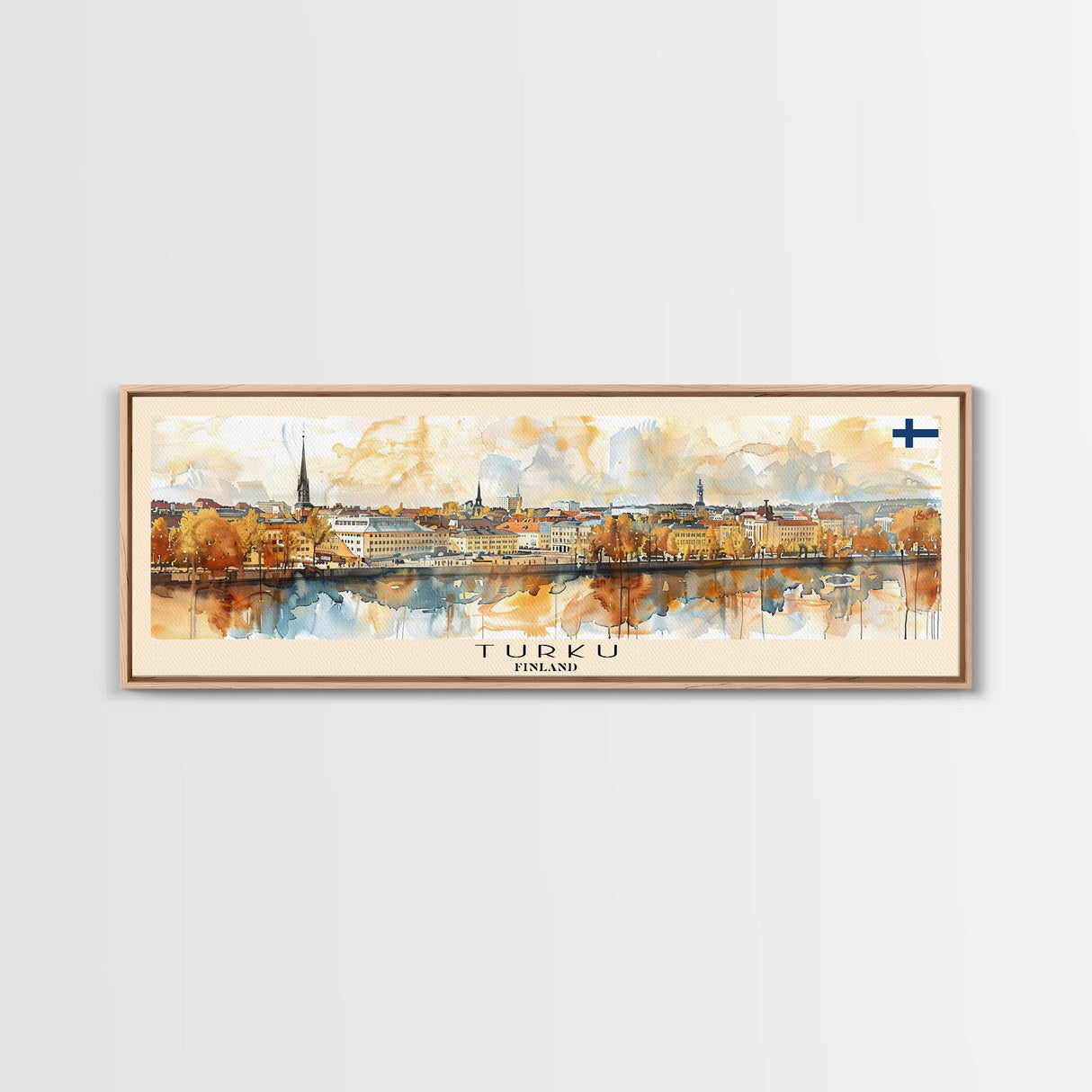 Turku Finland Wall Art, Panoramic Travel Poster, Panoramic Framed Canvas Print, City Wall Art, Wall Hanging Home Decor, Travel Art