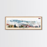 Valjevo Serbia Panoramic Travel Poster, Framed Canvas Print or Metal Wall Art, Travel Art, Home Decor, Panoramic Painting, Midcentury Art