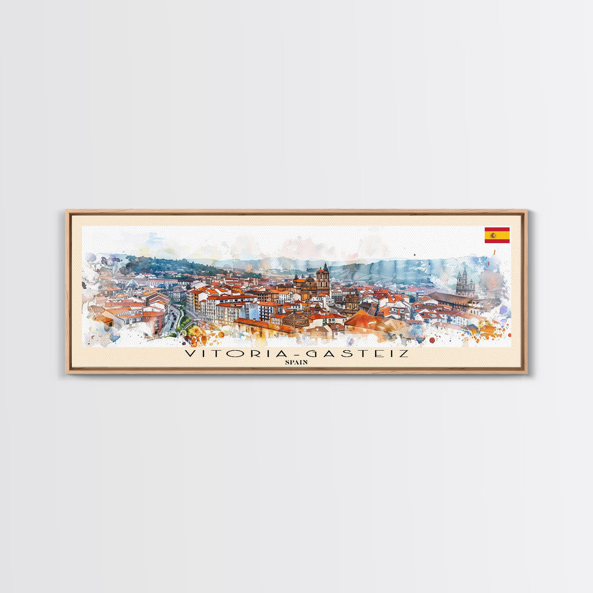 Vitoria Gasteiz Spain Travel Art, City Art, Framed Canvas Print or Metal Wall Art, Europe Travel Poster, Panoramic Wall Art, Extra Wide Wall Art