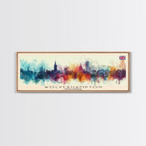 Wolverhampton United Kingdom Panoramic Travel Poster, Framed Canvas Print or Metal Wall Art, Travel Art, Home Decor, Panoramic Painting, Midcentury Art