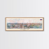 Yakutsk Russia Panoramic Travel Poster, Framed Canvas Print or Metal Wall Art, Travel Art, Home Decor, Panoramic Painting, Midcentury Art