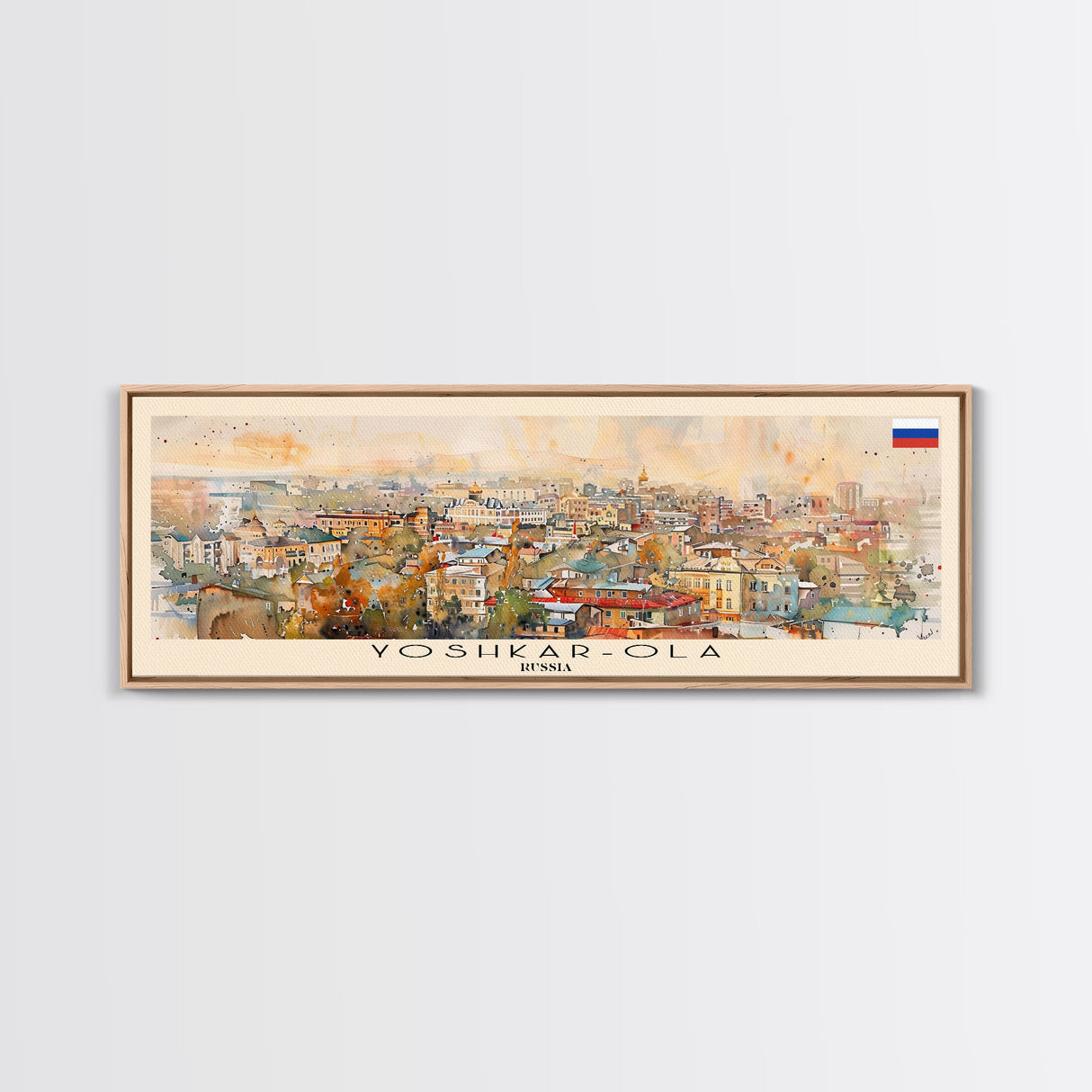 Yoshkar Ola Russia Panoramic Travel Poster, Framed Canvas Print or Metal Wall Art, Travel Art, Home Decor, Panoramic Painting, Midcentury Art