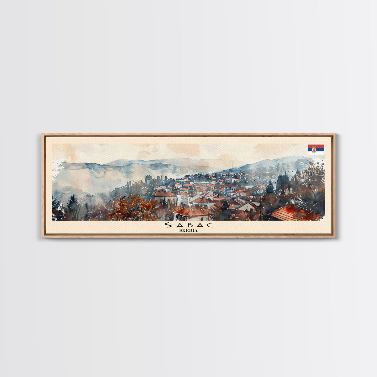 Šabac Serbia Wall Art, Panoramic Travel Poster, Panoramic Framed Canvas Print, City Wall Art, Wall Hanging Home Decor, Travel Art