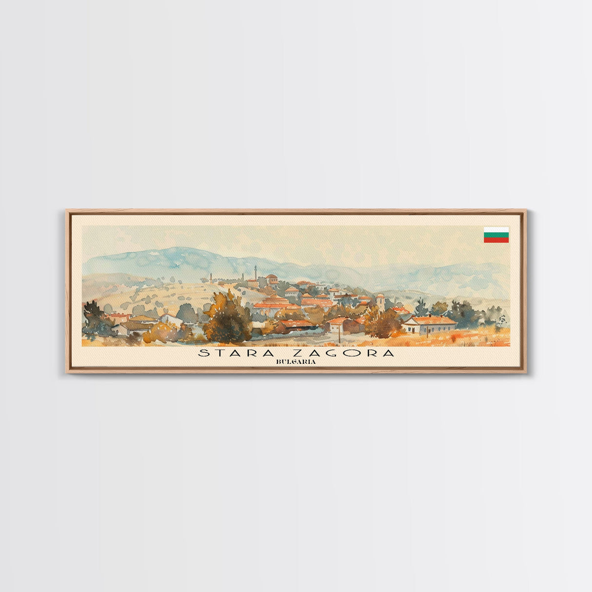 Stara Zagora Bulgaria Wall Art, Panoramic Travel Poster, Panoramic Framed Canvas Print, City Wall Art, Wall Hanging Home Decor, Travel Art