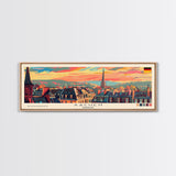 Aachen Germany  Panoramic Travel Poster, Framed Canvas Print or Metal Wall Art, Travel Art, Home Decor, Panoramic Painting, Midcentury Art