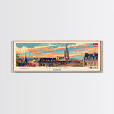 Aalborg Denmark Wall Art, Panoramic Travel Poster, Panoramic Framed Canvas Print, City Wall Art, Wall Hanging Home Decor, Travel Art