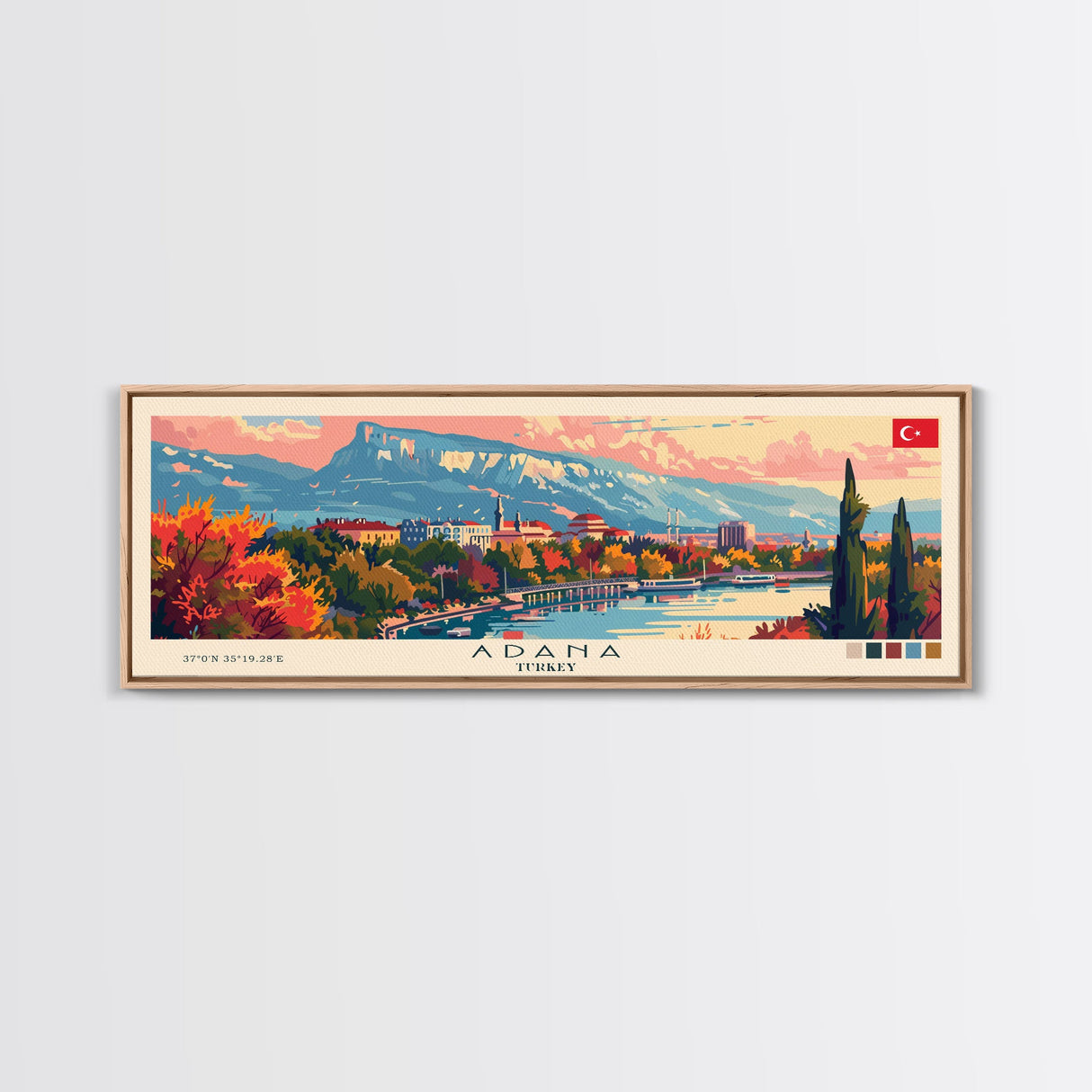 Adana Turkey  Travel Art, City Art, Framed Canvas Print or Metal Wall Art, Europe Travel Poster, Panoramic Wall Art, Extra Wide Wall Art