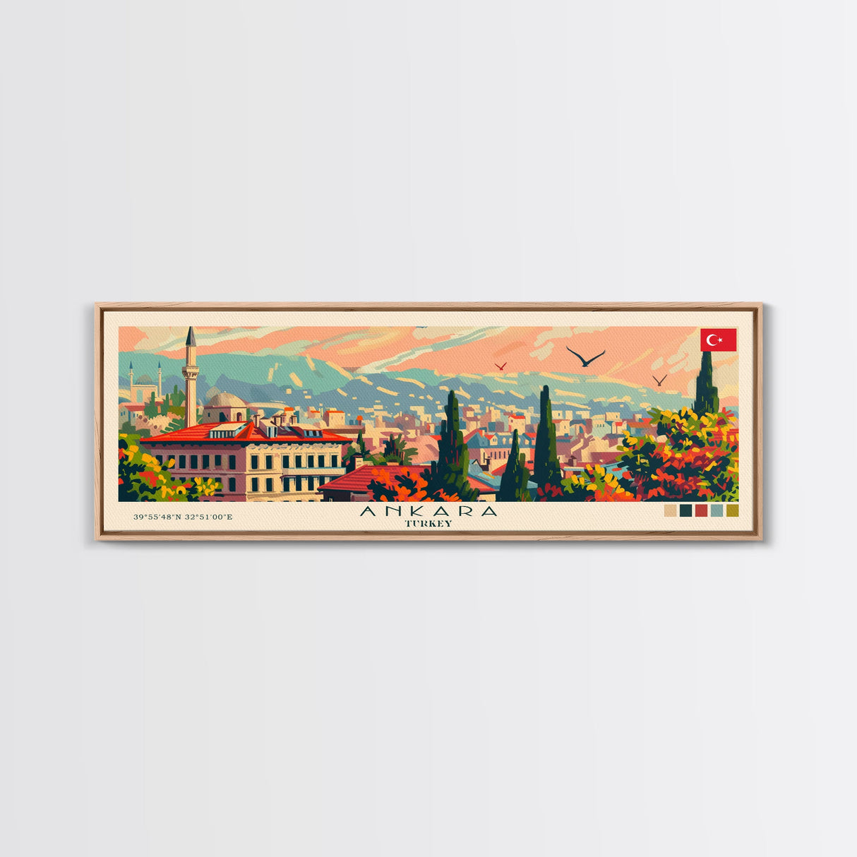 Ankara Turkey Travel Print Wall Art, Panoramic City Art, Travel Art, Wall Decor, Vacation Gift, Framed Canvas Print Or Metal Art