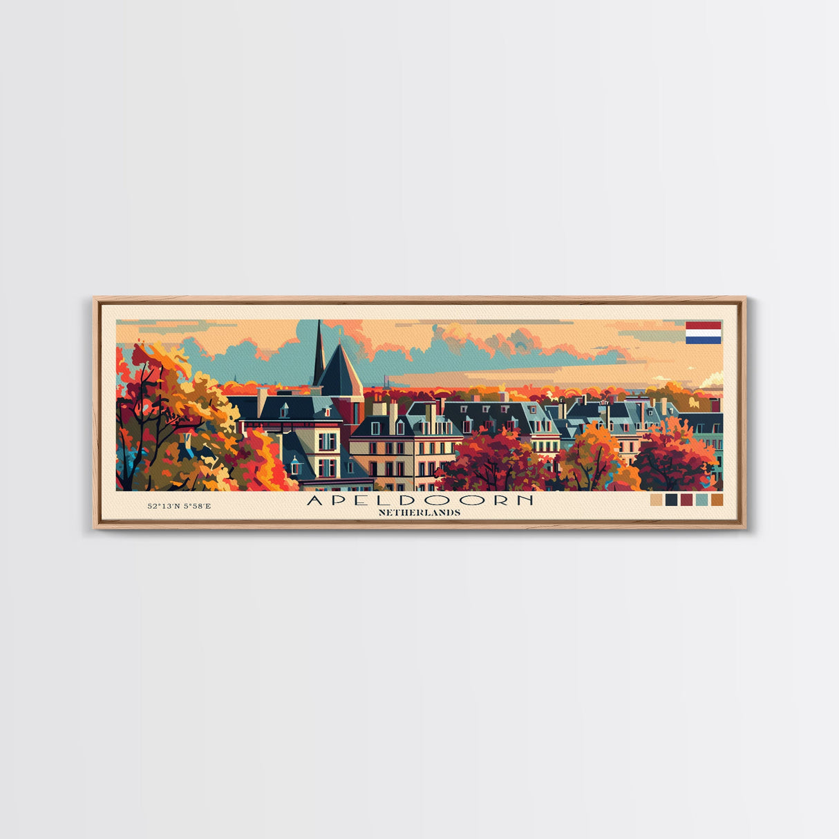 Apeldoorn Netherlands Travel Print Wall Art, Panoramic City Art, Travel Art, Wall Decor, Vacation Gift, Framed Canvas Print Or Metal Art