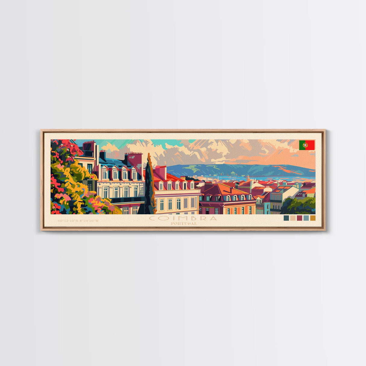 Coimbra Portugal Travel Art, City Art, Framed Canvas Print or Metal Wall Art, Europe Travel Poster, Panoramic Wall Art, Extra Wide Wall Art