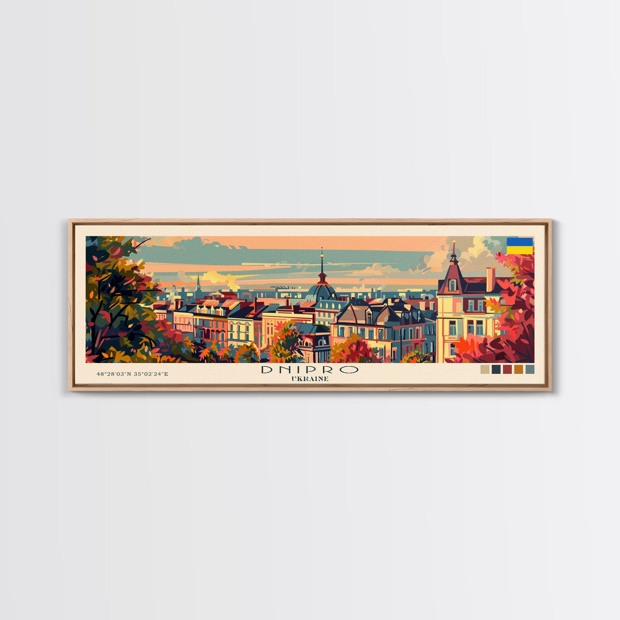 Dnipro Ukraine Wall Art, Panoramic Travel Poster, Panoramic Framed Canvas Print, City Wall Art, Wall Hanging Home Decor, Travel Art