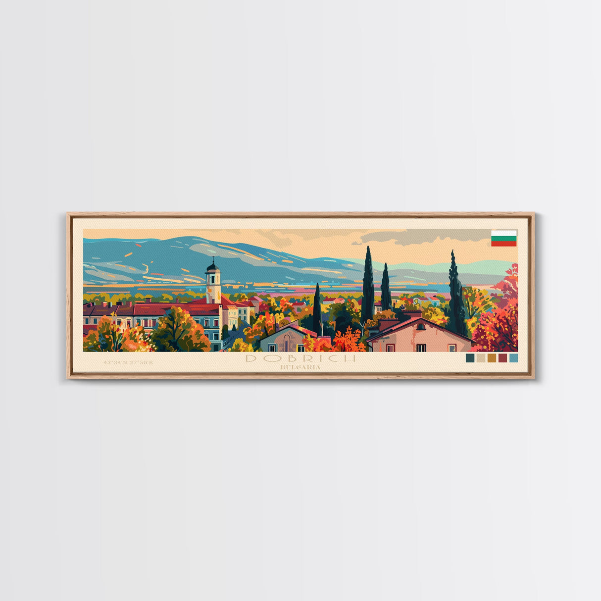 Dobrich Bulgaria Travel Art, City Art, Framed Canvas Print or Metal Wall Art, Europe Travel Poster, Panoramic Wall Art, Extra Wide Wall Art