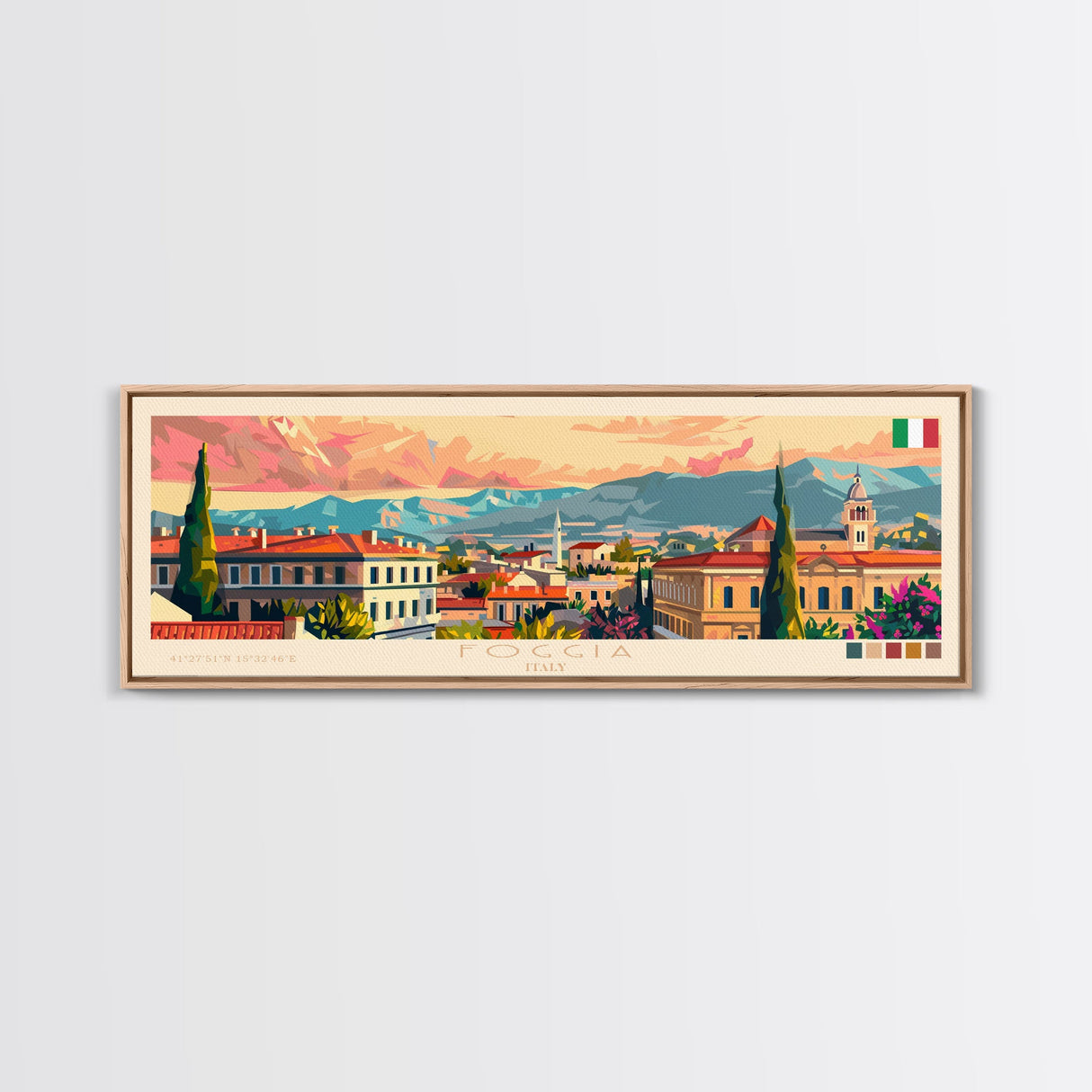 Foggia Italy Wall Art, Panoramic Travel Poster, Panoramic Framed Canvas Print, City Wall Art, Wall Hanging Home Decor, Travel Art