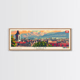 Geneva Switzerland Wall Art, Panoramic Travel Poster, Panoramic Framed Canvas Print, City Wall Art, Wall Hanging Home Decor, Travel Art