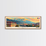 Grenoble France Travel Print Wall Art, Panoramic City Art, Travel Art, Wall Decor, Vacation Gift, Framed Canvas Print Or Metal Art