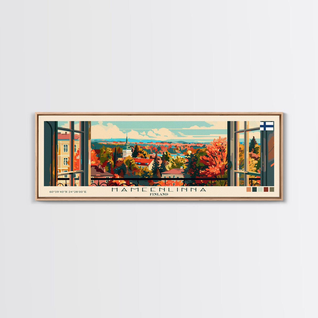 Hameenlinna Finland Travel Art, City Art, Framed Canvas Print or Metal Wall Art, Europe Travel Poster, Panoramic Wall Art, Extra Wide Wall Art