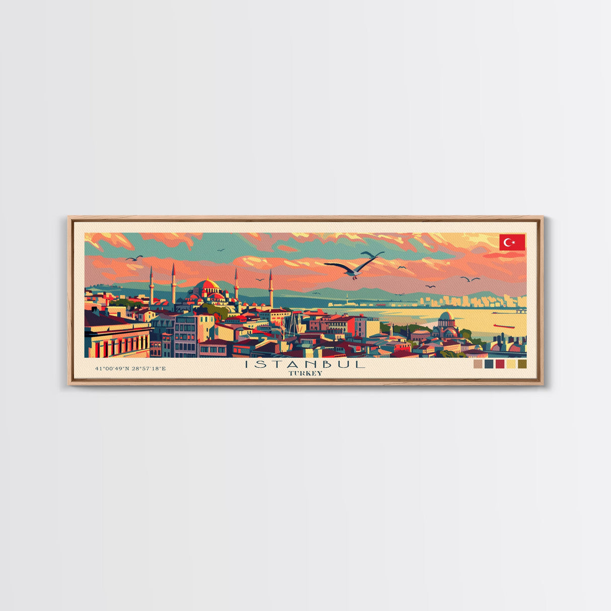 Istanbul Turkey Travel Print Wall Art, Panoramic City Art, Travel Art, Wall Decor, Vacation Gift, Framed Canvas Print Or Metal Art