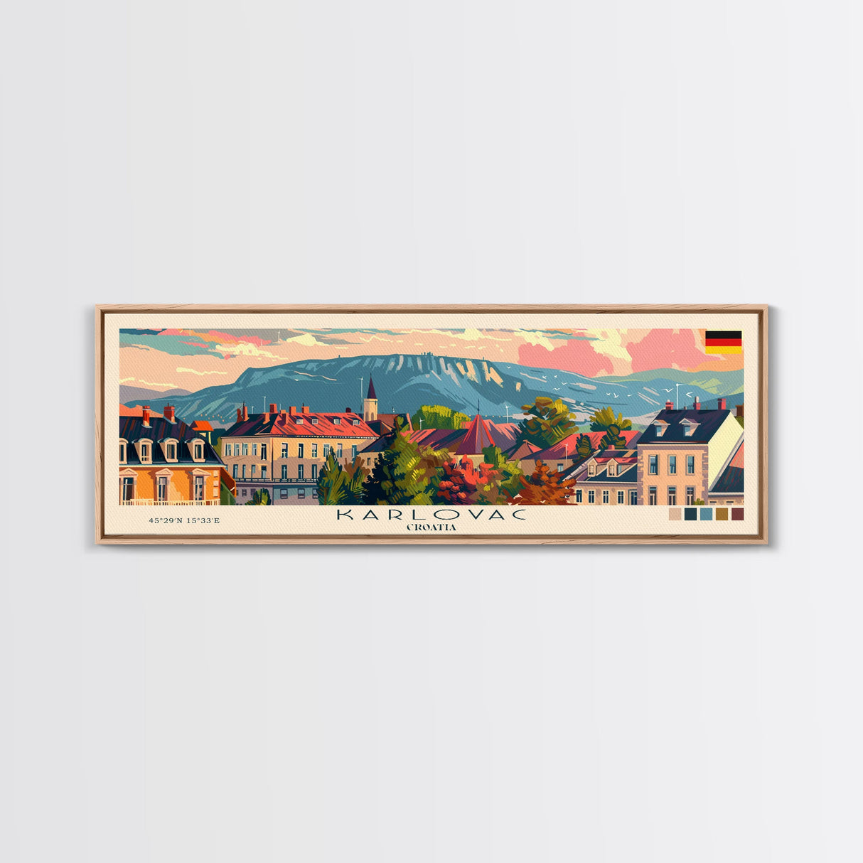 Karlovac Croatia Travel Art, City Art, Framed Canvas Print or Metal Wall Art, Europe Travel Poster, Panoramic Wall Art, Extra Wide Wall Art