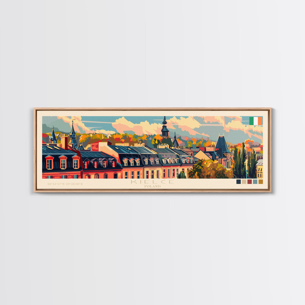 Kielce Poland Wall Art, Panoramic Travel Poster, Panoramic Framed Canvas Print, City Wall Art, Wall Hanging Home Decor, Travel Art