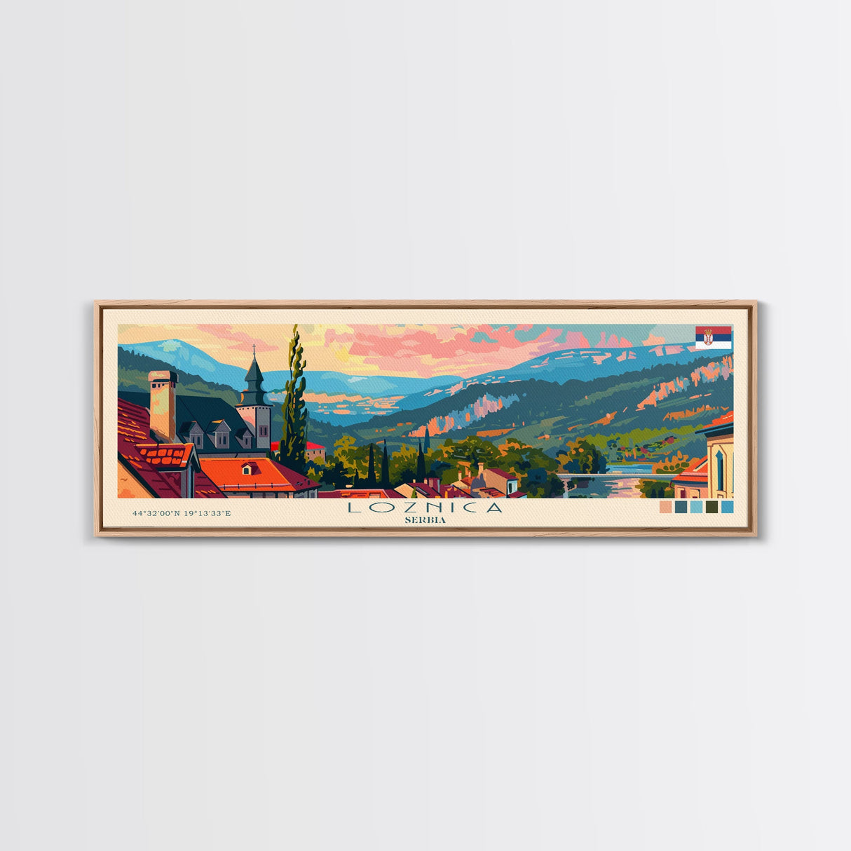 Loznica Serbia Wall Art, Panoramic Travel Poster, Panoramic Framed Canvas Print, City Wall Art, Wall Hanging Home Decor, Travel Art