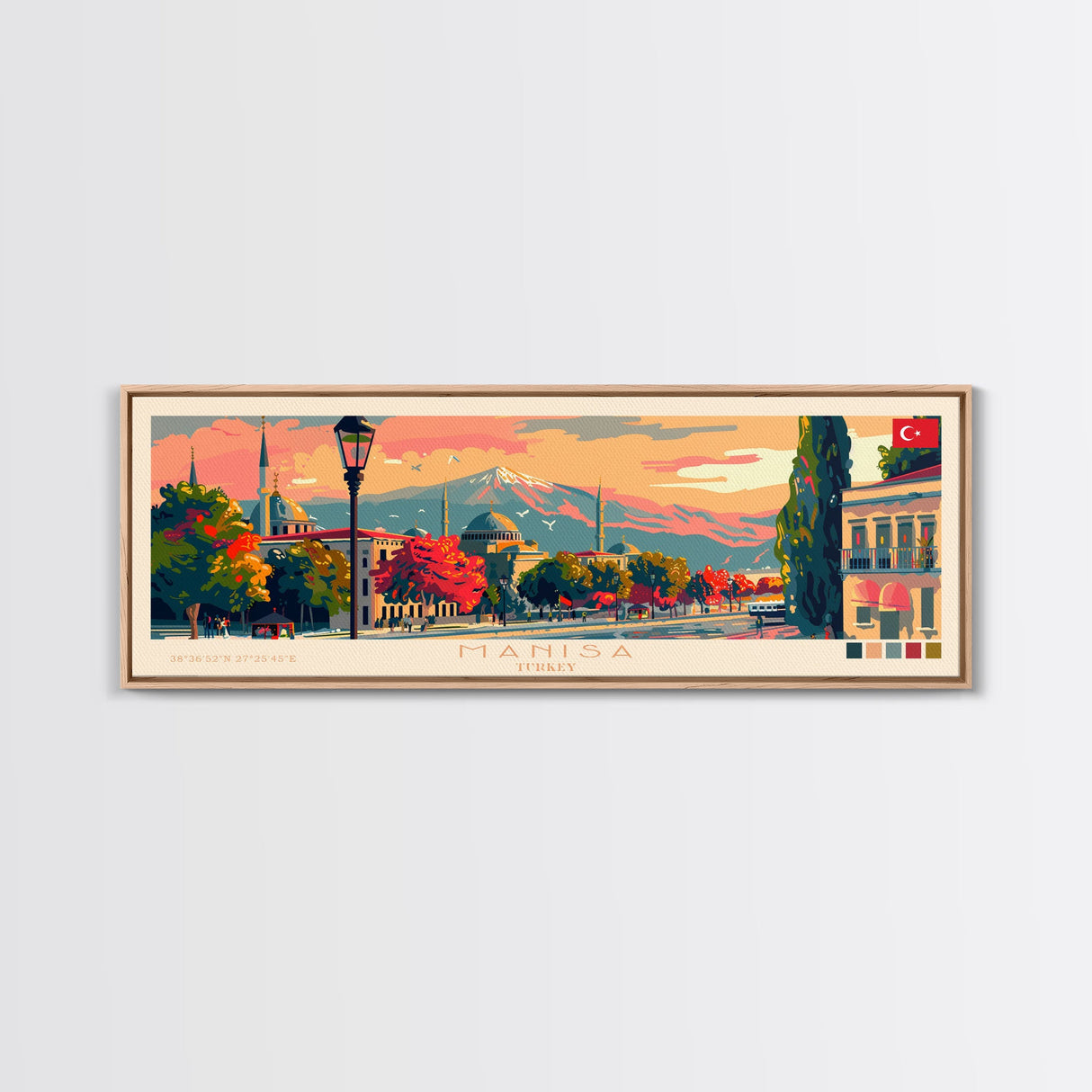 Manisa Turkey Wall Art, Panoramic Travel Poster, Panoramic Framed Canvas Print, City Wall Art, Wall Hanging Home Decor, Travel Art