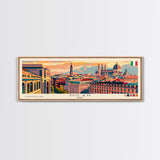 Milan Italy Panoramic Travel Poster, Framed Canvas Print or Metal Wall Art, Travel Art, Home Decor, Panoramic Painting, Midcentury Art