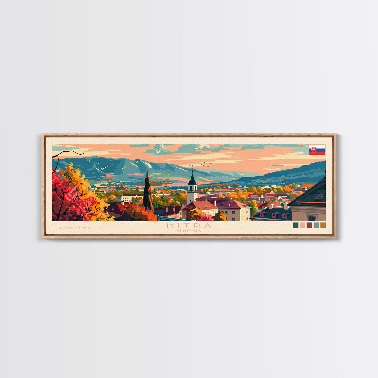 Nitra Slovakia Wall Art, Panoramic Travel Poster, Panoramic Framed Canvas Print, City Wall Art, Wall Hanging Home Decor, Travel Art