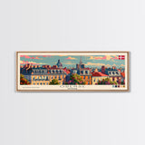 Odense Denmark Wall Art, Panoramic Travel Poster, Panoramic Framed Canvas Print, City Wall Art, Wall Hanging Home Decor, Travel Art