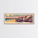 Ostend Belgium Panoramic Travel Poster, Framed Canvas Print or Metal Wall Art, Travel Art, Home Decor, Panoramic Painting, Midcentury Art