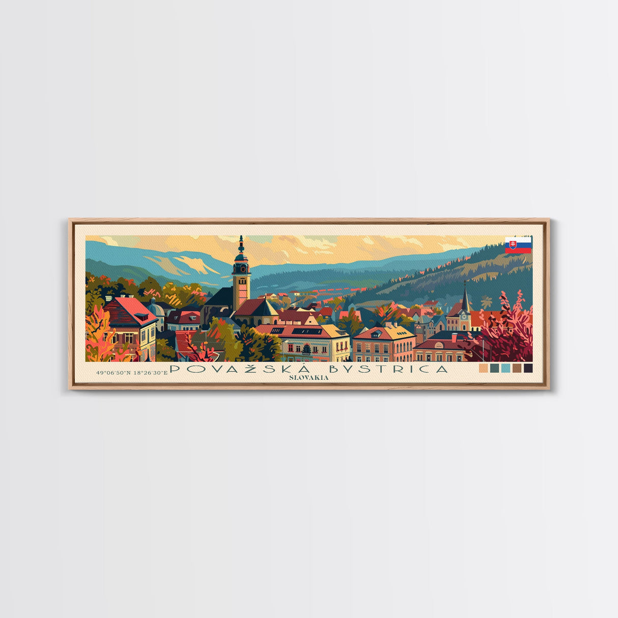 Povazska Bystrica Slovakia Travel Print Wall Art, Panoramic City Art, Travel Art, Wall Decor, Vacation Gift, Framed Canvas Print Or Metal Art