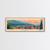 Prato Italy Panoramic Travel Poster, Framed Canvas Print or Metal Wall Art, Travel Art, Home Decor, Panoramic Painting, Midcentury Art