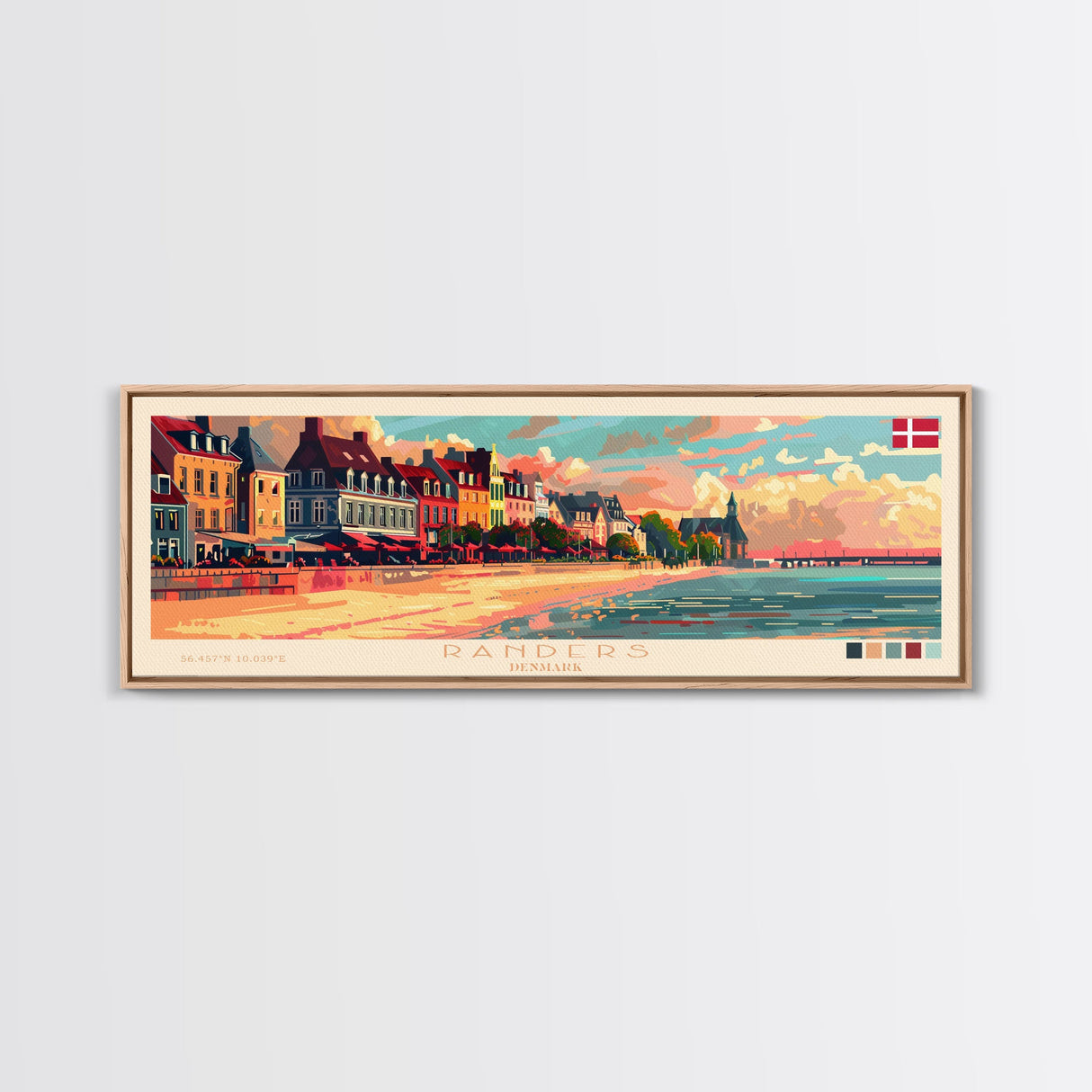 Randers Denmark Travel Art, City Art, Framed Canvas Print or Metal Wall Art, Europe Travel Poster, Panoramic Wall Art, Extra Wide Wall Art