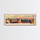 Rennes France Panoramic Travel Poster, Framed Canvas Print or Metal Wall Art, Travel Art, Home Decor, Panoramic Painting, Midcentury Art