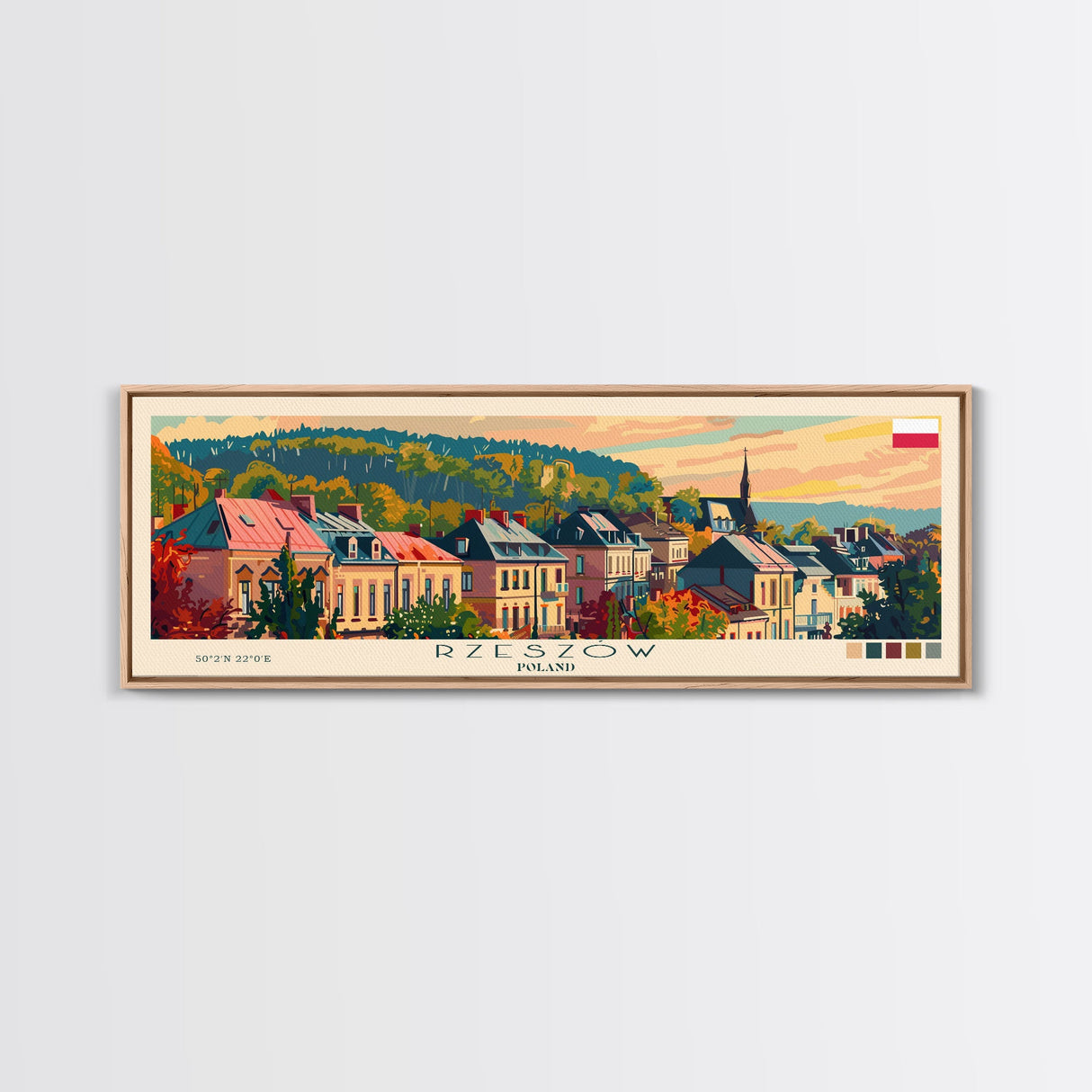 Rzeszow Poland Wall Art, Panoramic Travel Poster, Panoramic Framed Canvas Print, City Wall Art, Wall Hanging Home Decor, Travel Art