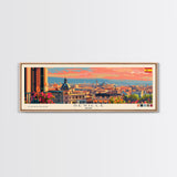 Seville Spain Panoramic Travel Poster, Framed Canvas Print or Metal Wall Art, Travel Art, Home Decor, Panoramic Painting, Midcentury Art