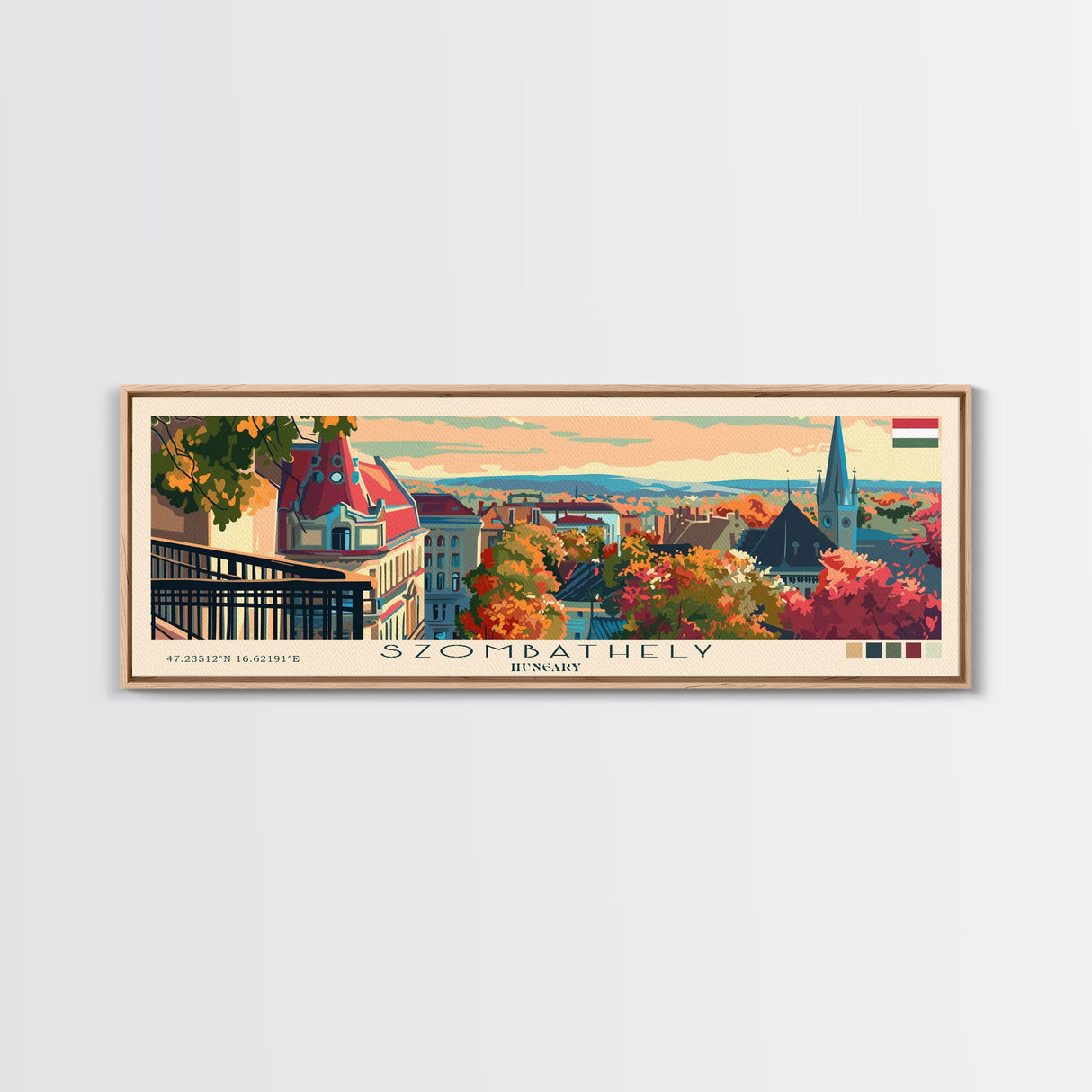 Szombathely Hungary Travel Print Wall Art, Panoramic City Art, Travel Art, Wall Decor, Vacation Gift, Framed Canvas Print Or Metal Art